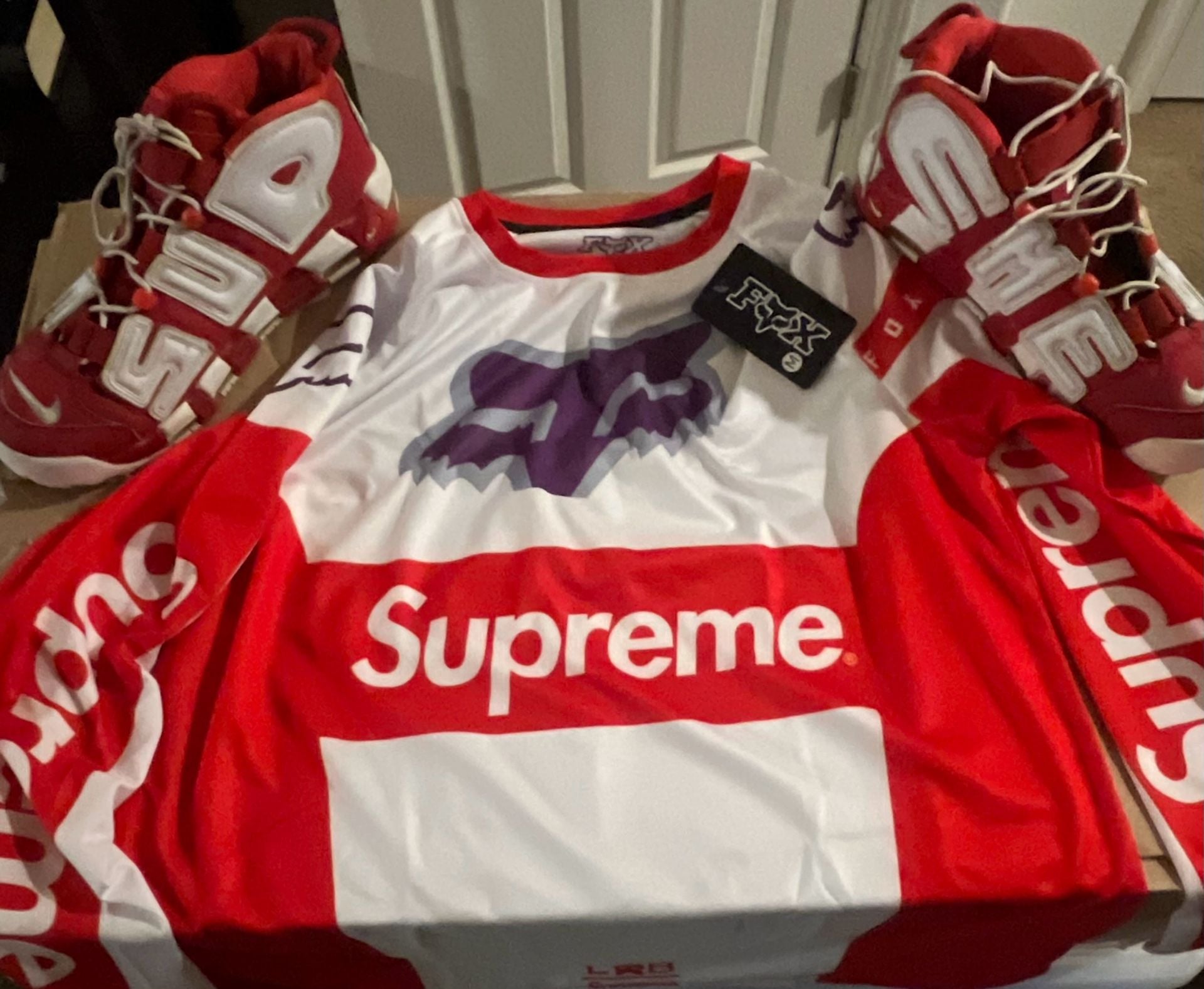Supreme X Fox Racing Moto Jersey Top Multi White Red Sizes M- L-Xl You Choose 11